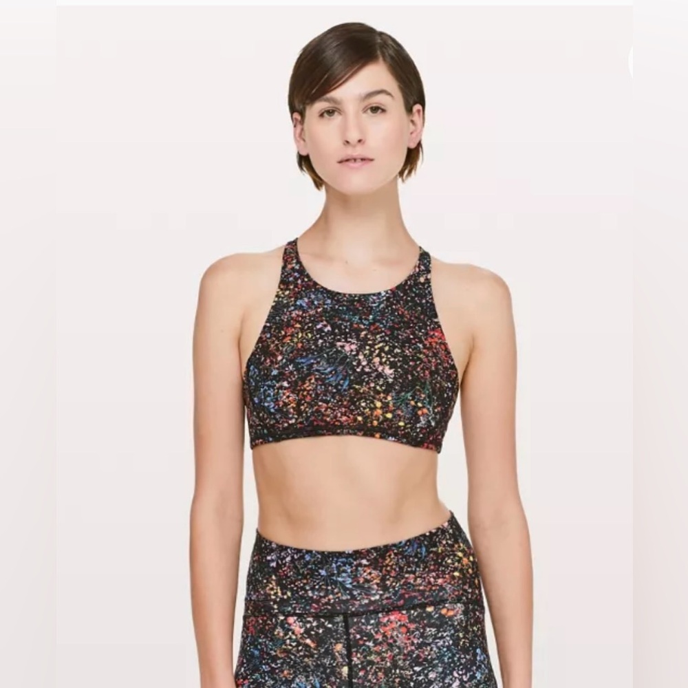 Lululemon Women’s Black Cross Back Logo Casual Athleisure Sports Bra Size 6